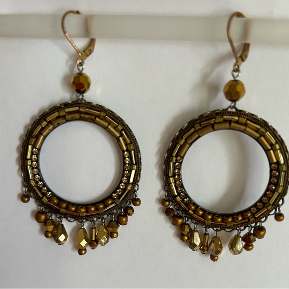 Ayala Bar Gold Beaded Hoop Earrings - Picture 1 of 3
